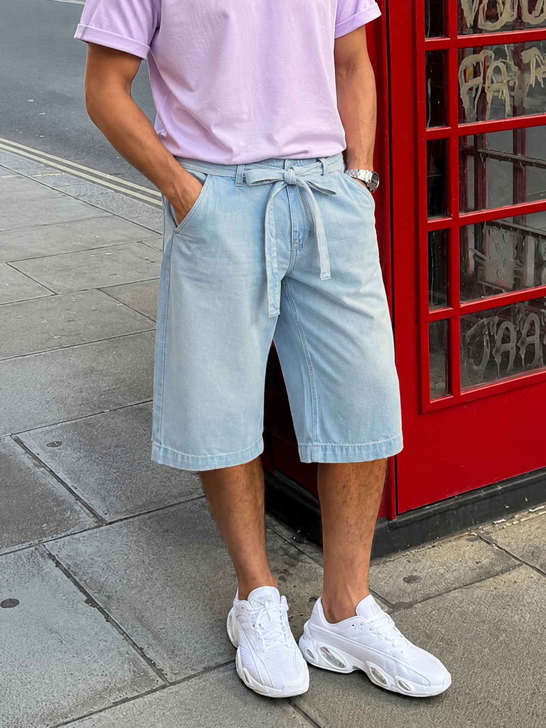 Men's Blue Loose Fit Solid Casual Jeans