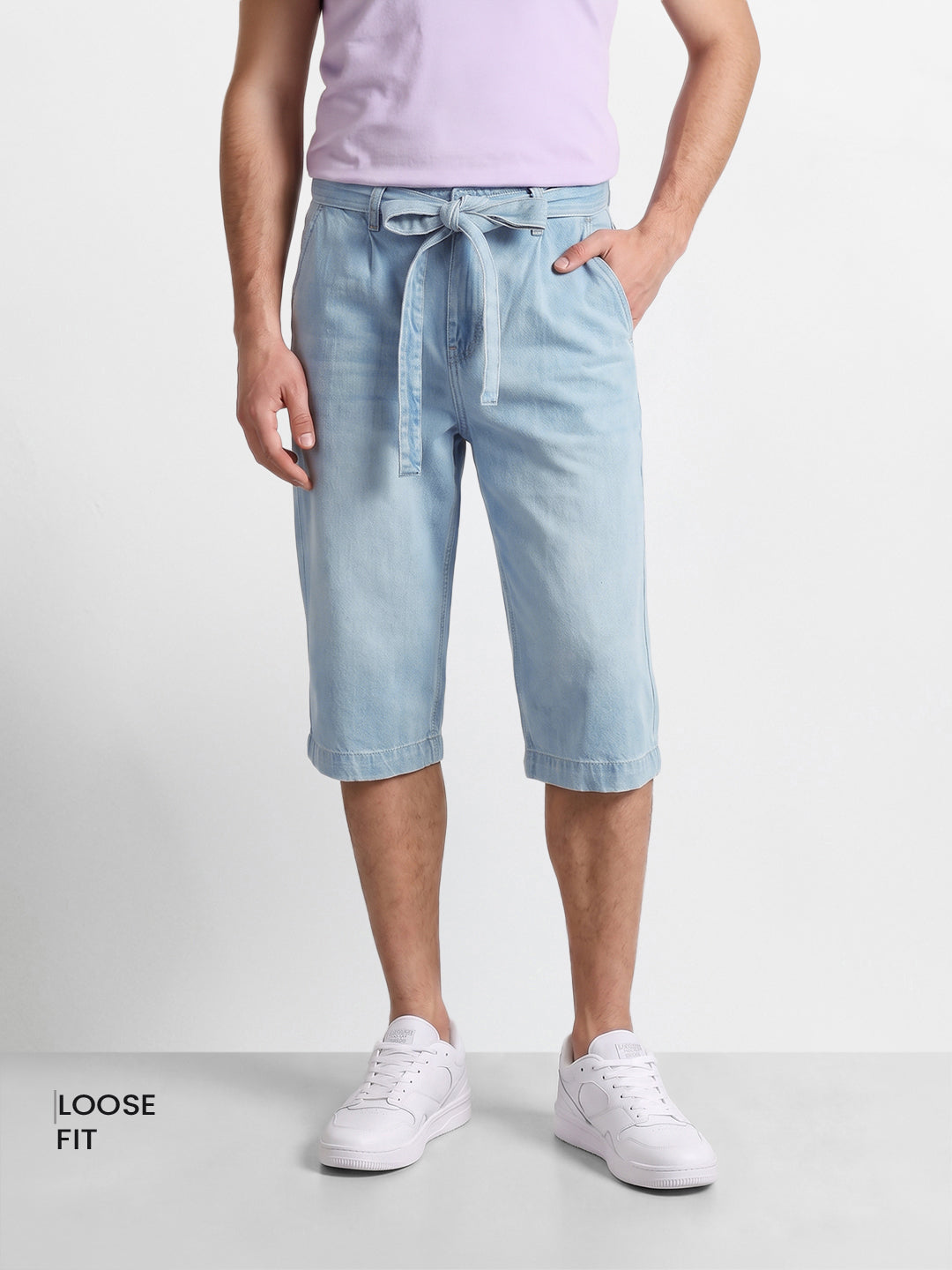 Men's Blue Loose Fit Solid Casual Jeans