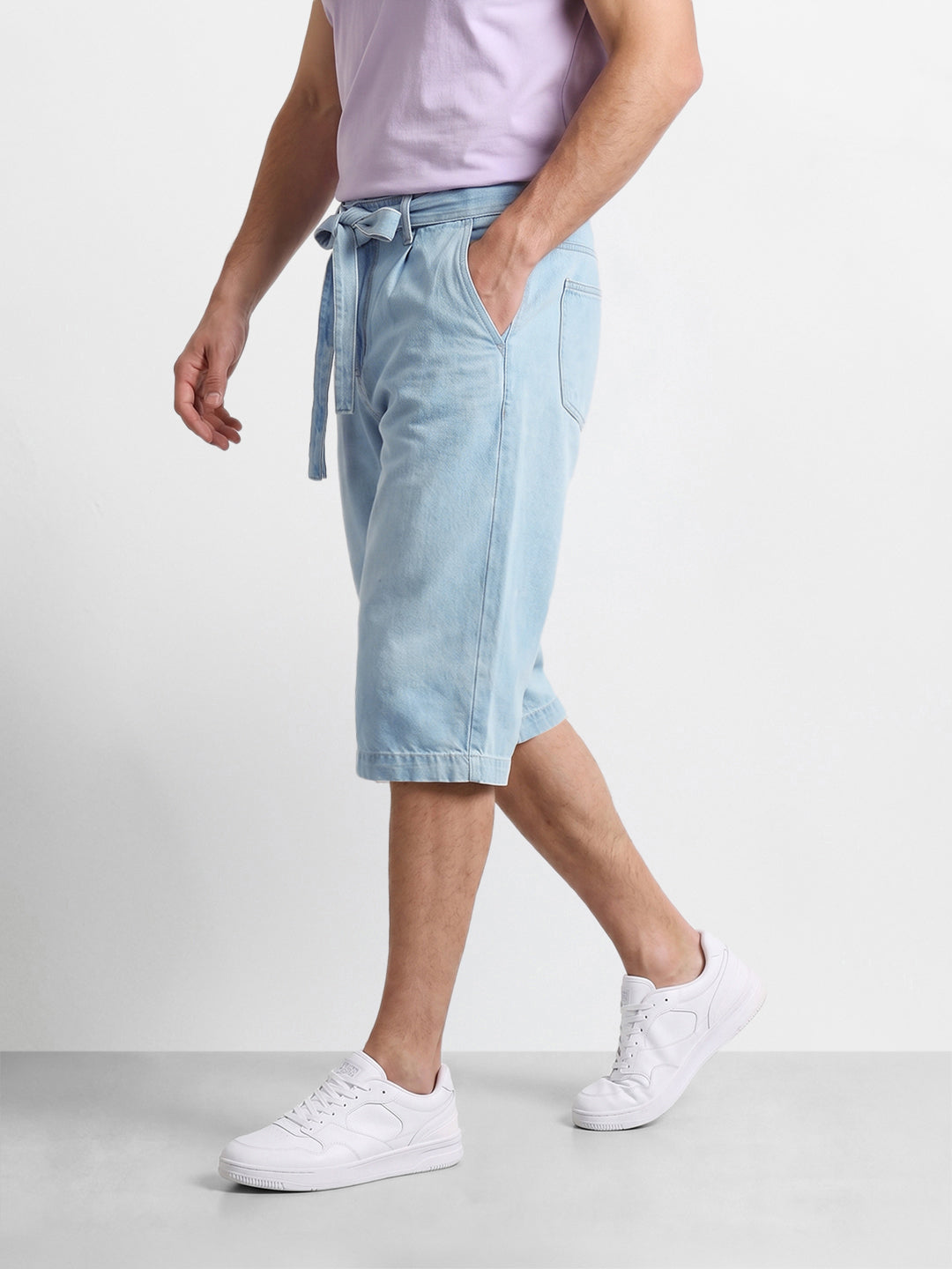 Men's Blue Loose Fit Solid Casual Jeans