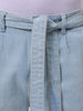 Men's Blue Loose Fit Solid Mid-Rise Capri Jeans