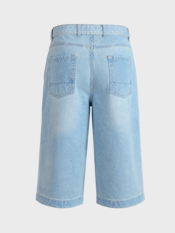 Men's Blue Loose Fit Solid Casual Jeans