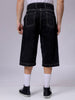 Men's Black Loose Fit Solid Mid-Rise Capri Jeans