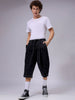 Men's Black Loose Fit Solid Mid-Rise Capri Jeans