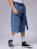 Men's Blue Loose Fit Solid Mid-Rise Capri Jeans