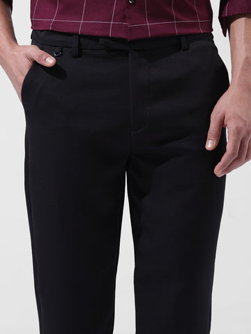 Men Regular Fit Black Trousers