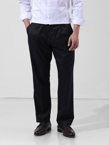 Men Regular Fit Black Trousers