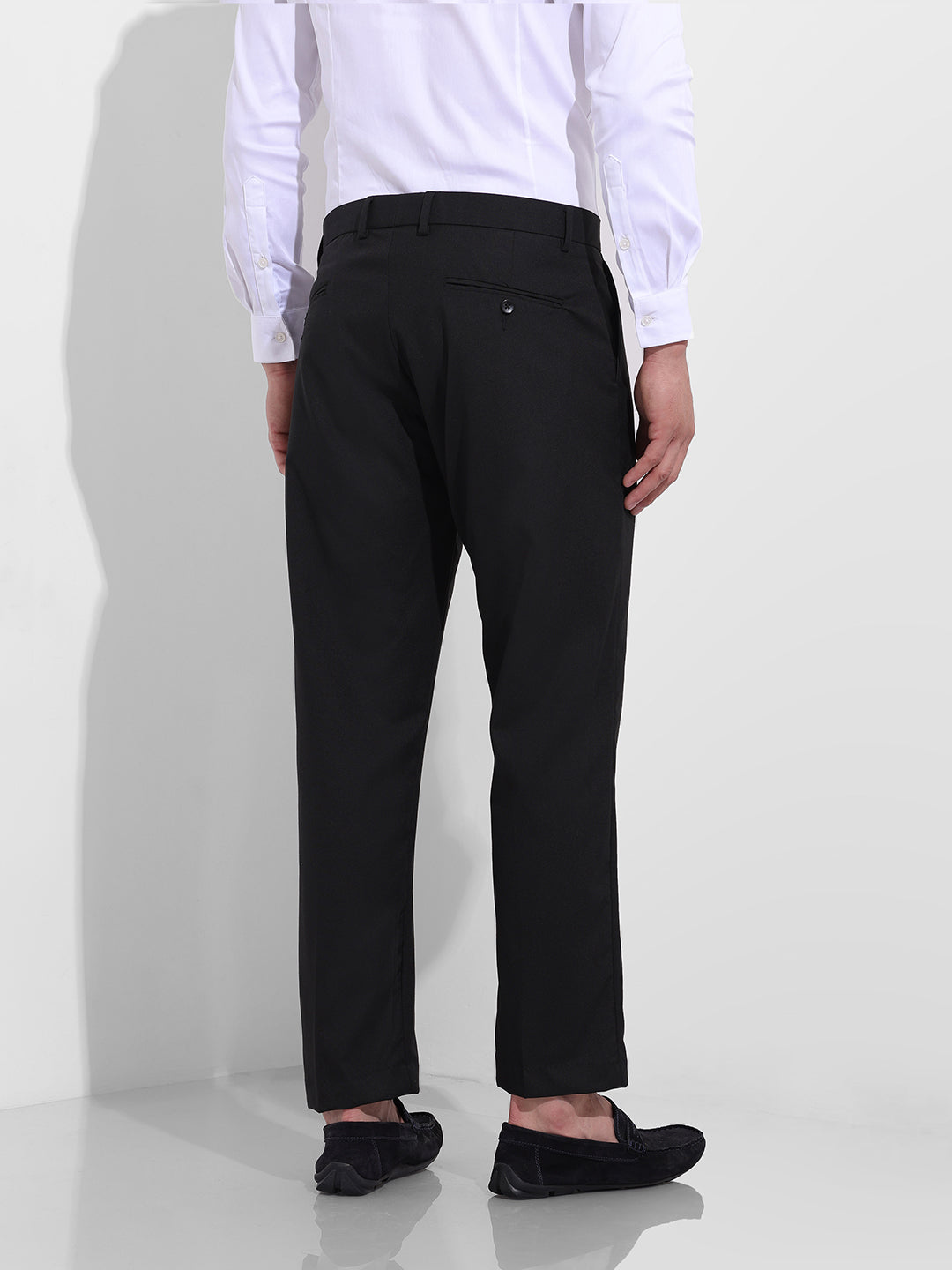 Men Regular Fit Black Trousers