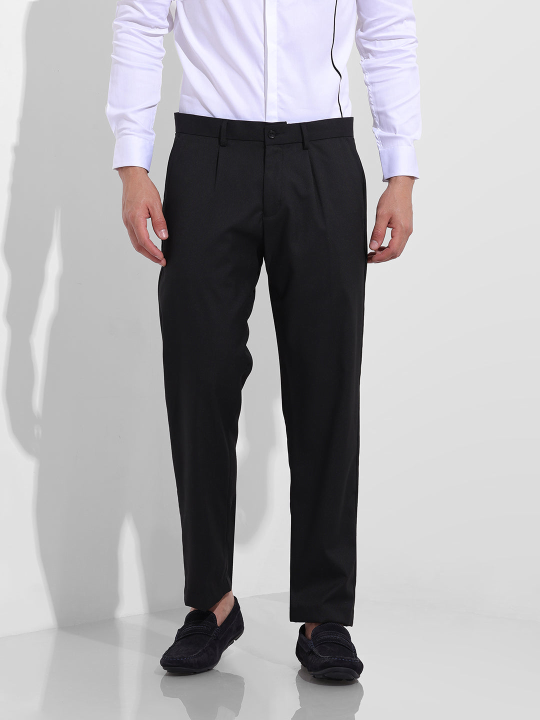 Men Regular Fit Black Trousers
