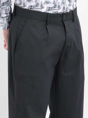 Men Regular Fit Navy Blue Trousers
