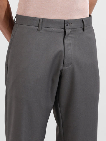 Men Regular Fit Grey Trousers