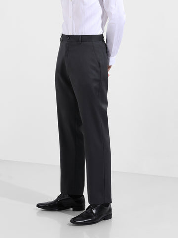 Men's Charcoal Grey Regular Fit Solid Formal Trouser