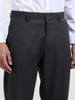 Men's Charcoal Grey Regular Fit Solid Formal Trouser