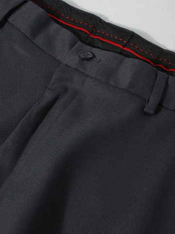 Men's Charcoal Grey Regular Fit Solid Formal Trouser