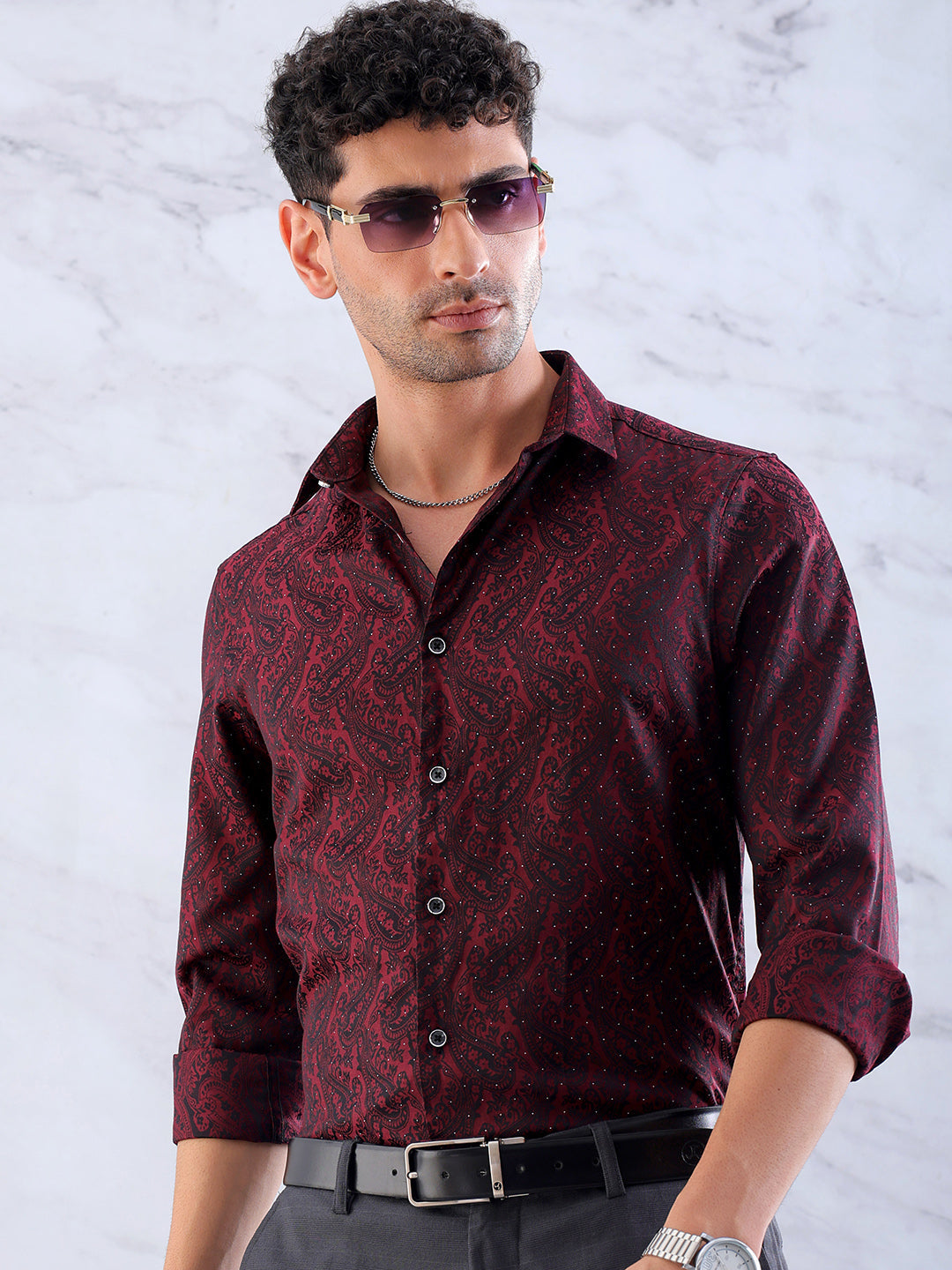 Shop Men's Printed Slim Fit Shirt Online.