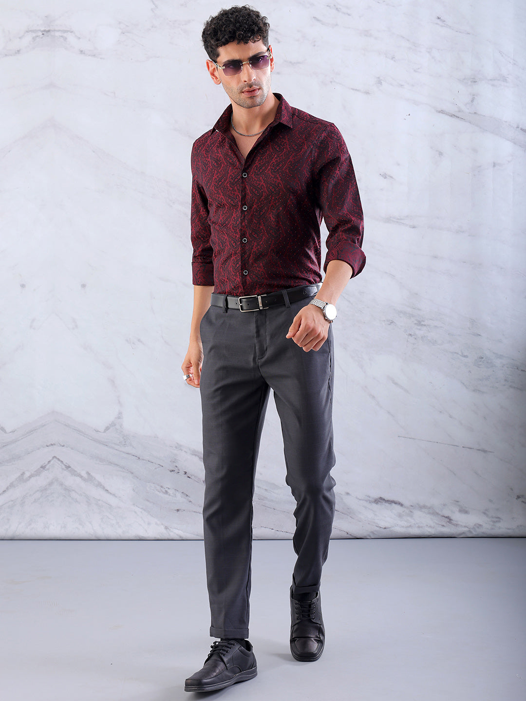 Shop Men's Printed Slim Fit Shirt Online.