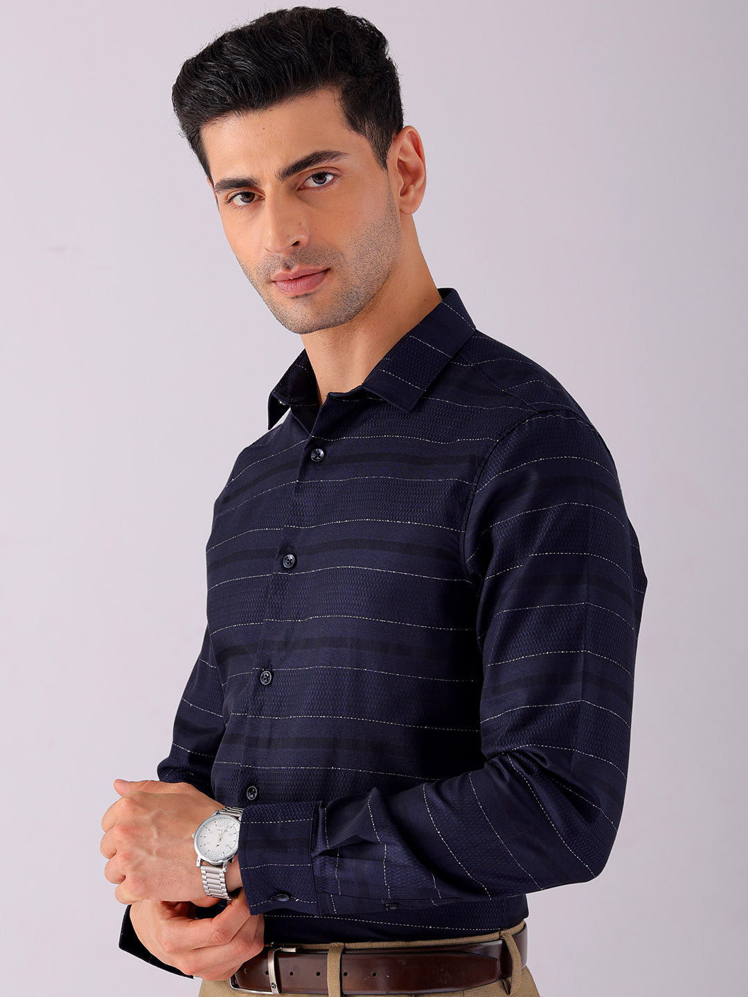 Shop Men's Striped Slim Fit Partywear Shirt Online.