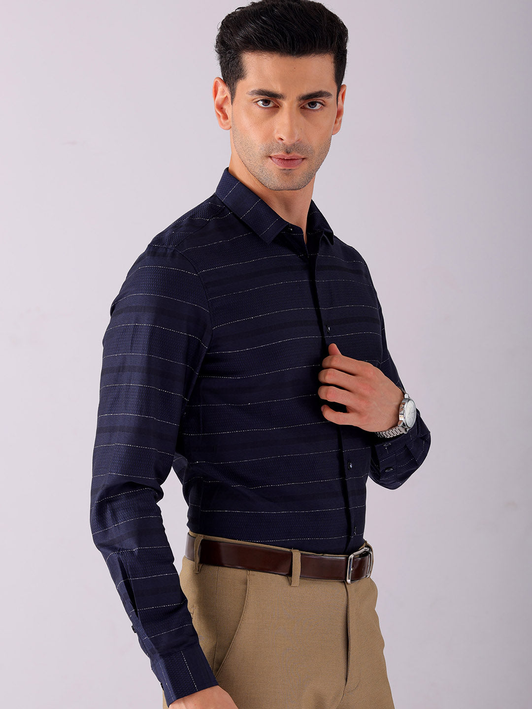 Shop Men's Striped Slim Fit Partywear Shirt Online.