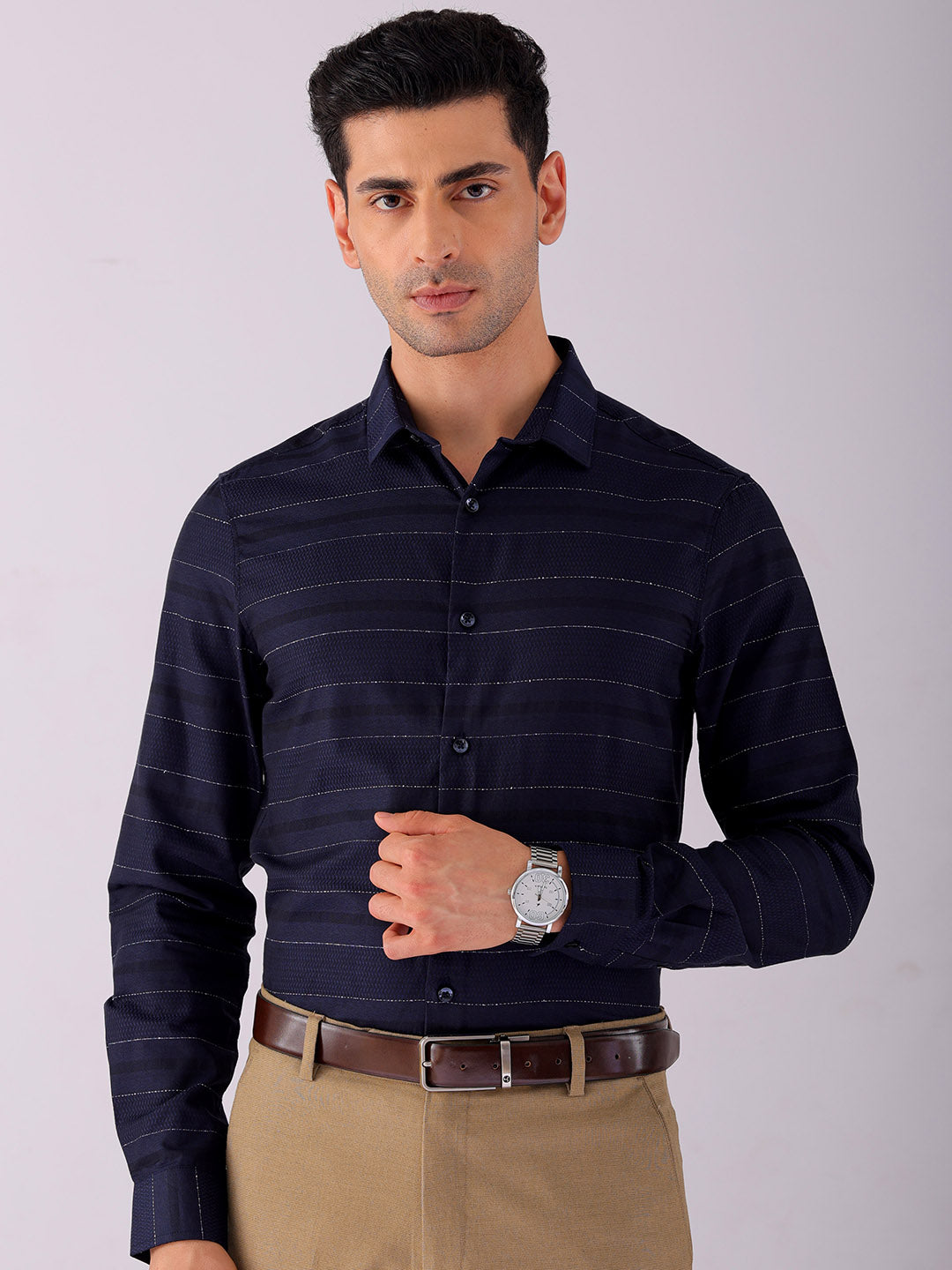 Shop Men's Striped Slim Fit Partywear Shirt Online.