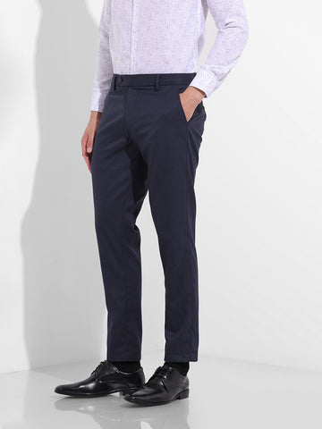 Men's Midnight Navy Slim Fit Solid Formal Trouser