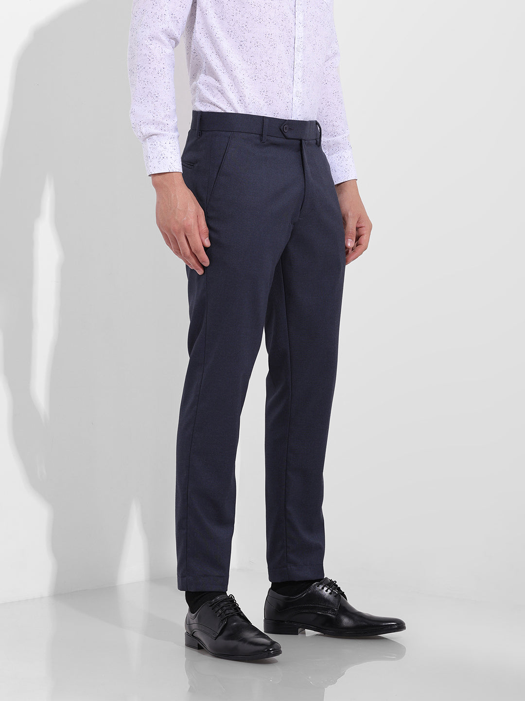 Men's Midnight Navy Slim Fit Solid Formal Trouser