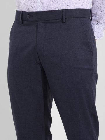 Men's Midnight Navy Slim Fit Solid Formal Trouser