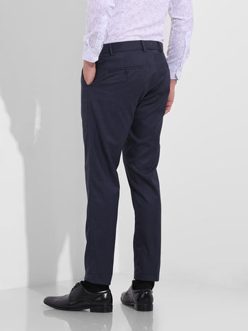 Men's Midnight Navy Slim Fit Solid Formal Trouser