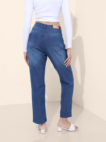 Women's Blue Straight Fit Casual Jeans