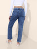 Women's Blue Straight Fit Vintage Jeans