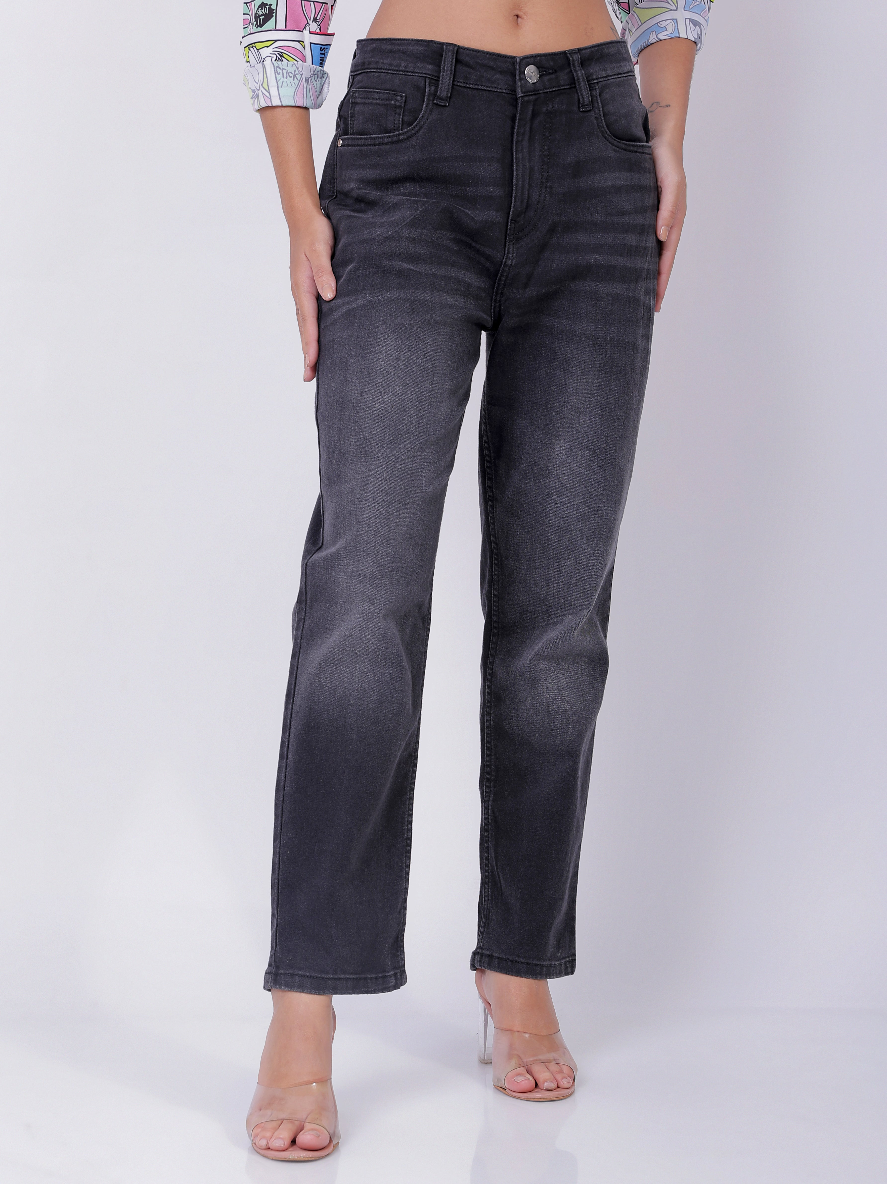 Men's Black Straight Fit Casual Jeans