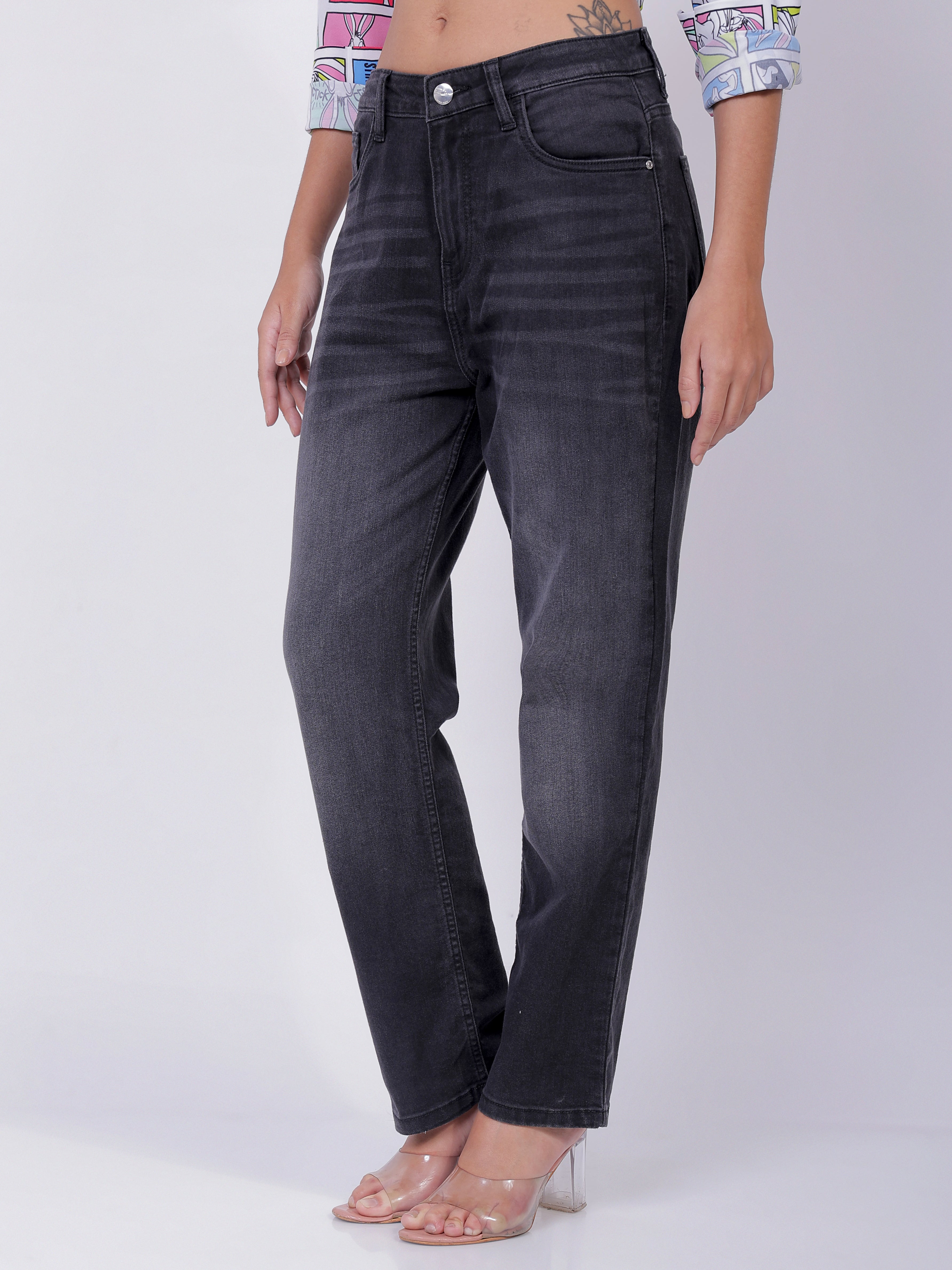 Men's Black Straight Fit Casual Jeans