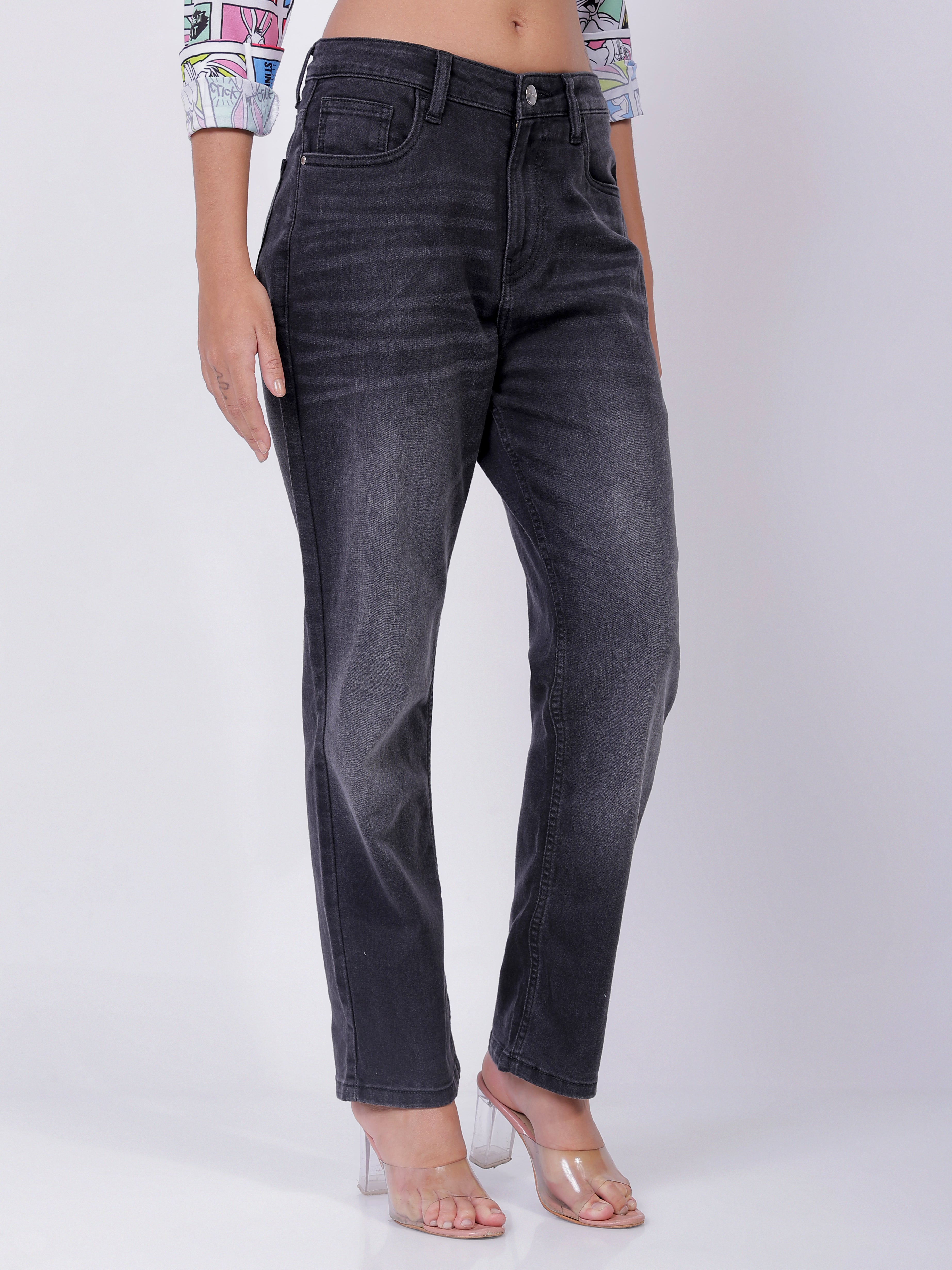 Men's Black Straight Fit Casual Jeans