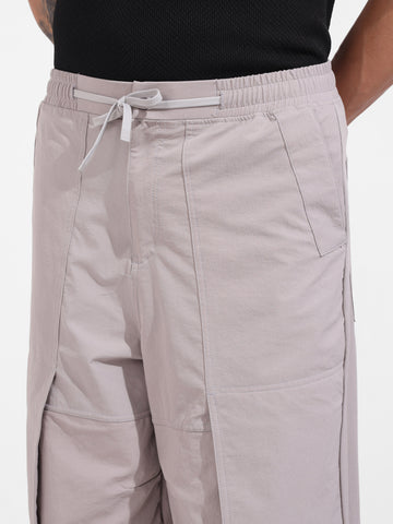 Men's Grey Baggy Fit Solid Utility Trousers