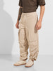 Men's Beige Baggy Fit Solid Utility Trousers