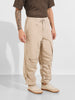 Men's Beige Baggy Fit Solid Utility Trousers