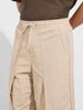 Men's Beige Baggy Fit Solid Utility Trousers
