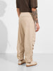 Men's Beige Baggy Fit Solid Utility Trousers