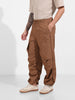 Men's Brown Baggy Fit Solid Utility Trousers
