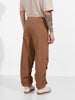 Men's Brown Baggy Fit Solid Utility Trousers