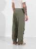 Men's Olive Baggy Fit Solid Utility Trousers