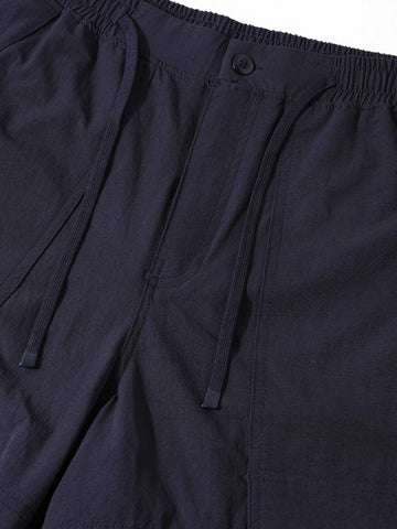 Men's Navy Blue Baggy Fit Solid Utility Trousers