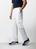 Men's White Baggy Fit Solid Utility Cargo