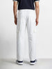Men's White Baggy Fit Solid Utility Cargo