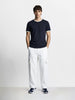 Men's White Baggy Fit Solid Utility Cargo