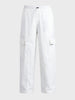 Men's White Baggy Fit Solid Utility Cargo