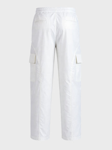 Men's White Baggy Fit Solid Utility Cargo