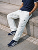 Men's White Baggy Fit Solid Utility Cargo