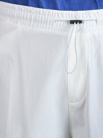 Men's White Baggy Fit Solid Utility Cargo