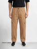 Men's Khaki Baggy Fit Solid Utility Cargo