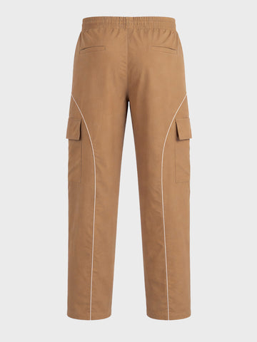 Men's Khaki Baggy Fit Solid Utility Cargo