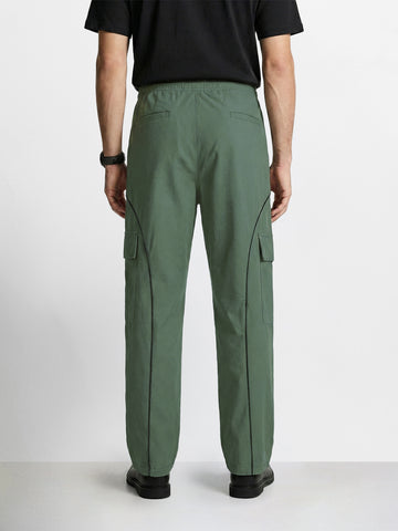 Men's Olive Baggy Fit Solid Utility Cargo